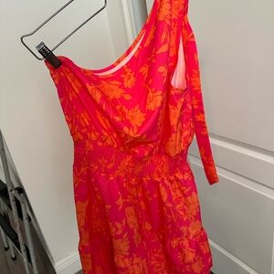 Vibrant Pink and Orange Floral Dress